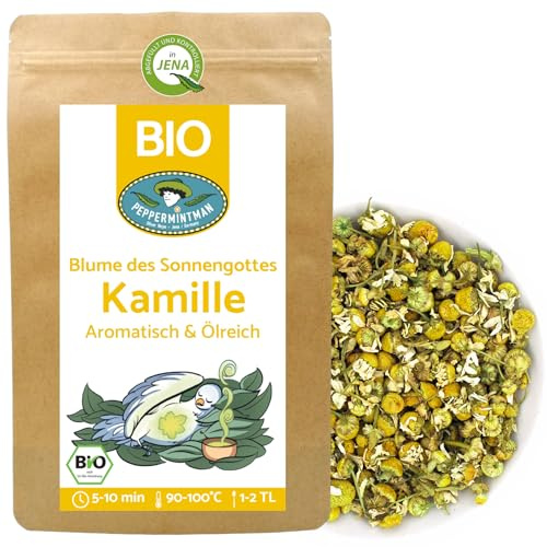 Ekologiskt kamomillte 300 g – hela kamomillblommor – aromstarka och oljerika – 100 % naturliga – pepparmintman