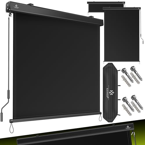 KESSER® Senkrechtmarkise 140x250cm Außenrollo Handkurbelmechanismus Balkonrollo Sonnen-und Sichtschutz Beschattung Sonnenschutz mit Kurbel Markisenkasten Balkon & Terrasse inkl Montageset & Abdeckung