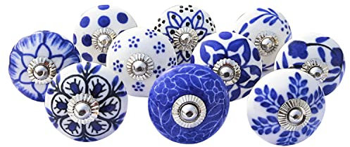 Royal Kraft Vintage Hand Painted Ceramic Pull Knobs for Kitchen Cabinet, Door & Drawer, Wardrobe, Cupboard (Set of 10) Sknob002