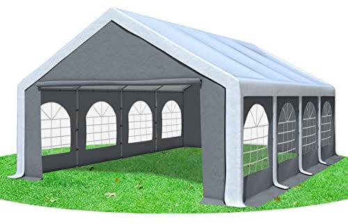 Stabilezelte Partyzelt 5x8m Modular Professional PVC 500 g/m² mit Fenster Weiss GRAU