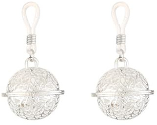 Bells - Anello per capezzolo con campanella, regolabile, non penetrante, per donne, con campanella argentata
