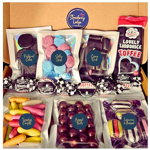 Liquorice Sweets Gift Box | Liquorice Torpedoes, Pontefract Cakes, Aniseed Balls, Jelly Spogs, Cream Rock, Licorice & Aniseed Sweets, Toffees & Bar | Pick n Mix Bags