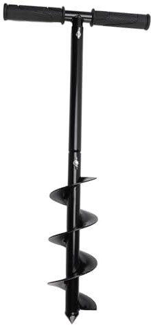 Hand Drill Auger Post Hole Digger, T Shaped Garden Auger Spiral Drill Bit with Cold Rolled Steel Planting Hand for Planting Bulbs Potted Plants