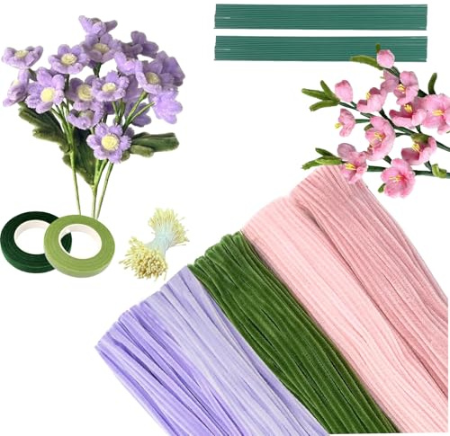 500 Piezas Limpiapipas Manualidades,Suuwwn Set de Limpiapipas Flores Limpia Pipas Multicolor Pipe Cleaner Tallos de Chenilla Limpiador de Pipas de Flores
