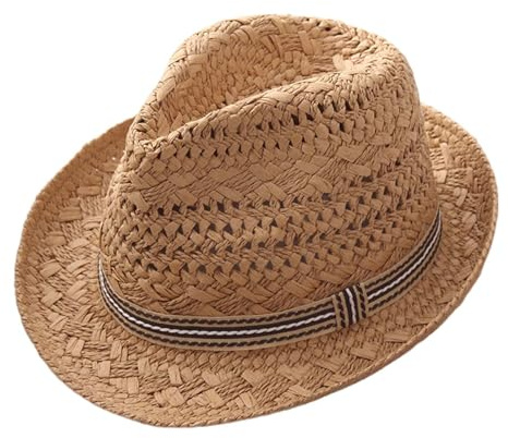 Generisch 2026 - Chapeau de soleil pour enfants pour garçons et filles - Chapeau de paille pour l'été - Chapeau de plage pour jouer en plein air - Bord large - Léger - Respirant - Réglable, kaki, 3-9