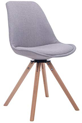 CLP Silla De Visita Troyes Rund Tapizada En Tela I Silla De Salón Comedor Giratoria & con Base De Madera I Butaca De Salón Nórdica I Color: Color:Gris;Color del Marco:Natura