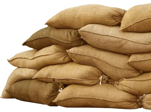 Sandbaggy Burlap Sand Bags - Size: 14 x 26 - 50 lb Weight Capacity - For Flooding, Flood Water Barrier, Tent, Empty (10 Bags)