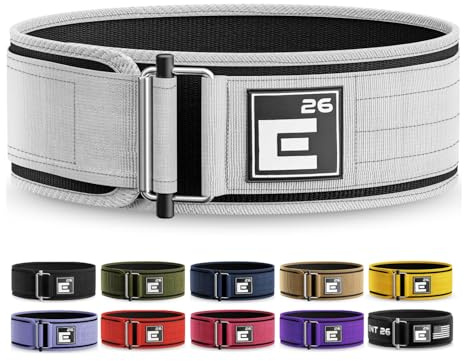 Ceinture d'haltérophilie autobloquante – Ceinture d'haltérophilie de qualité supérieure pour le fitness fonctionnel, l'haltérophilie et les athlètes olympiques – (moyen, blanc)