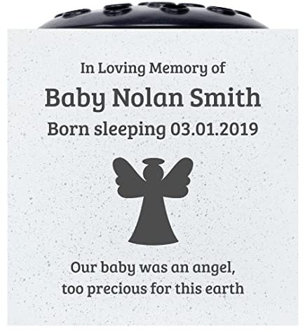 Angraves Personalised Baby Precious Angel Customised Memorial Graveside Flower Rose Bowl Vase