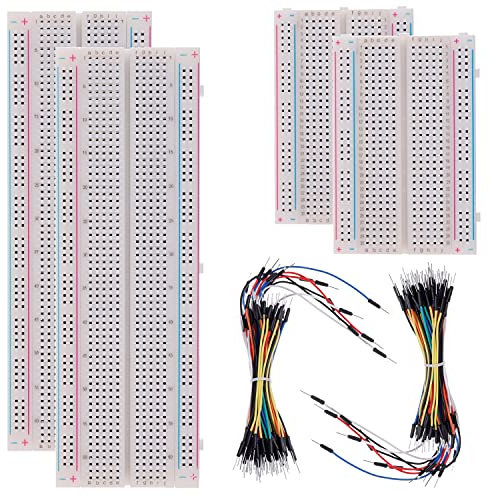 BOJACK Breadboard Kit Lötfreies Steckbrett 2 Pcs 830 Punkte Steckplatine ＆ 2 Pcs 400 Punkte Steckplatine ＆ 126 Pcs Flexible Steckbrett-Überbrückungsdrähte (3 Werte 130 Stück)