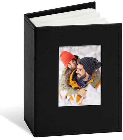 Vienrose Photo Album 4x6 Holds 100 Photos, PU Leather Cover Picture Book with 100 Horizontal Pockets, Slip-in Photo Album for Wedding, Baby Memories, Family, Acid-Free Photo Storage Gift, Black