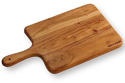Vesta Homes Wooden Chopping Board/Cutting Board/Serving Board, Charcuterie Board, Platter for Vegetables, Fruits & Cheese | Natural Acacia Wood | 42 x 23 x 1.5 cm | Handcrafted