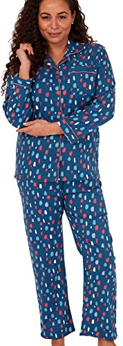 Indigo Sky Women's Luella 100% Brushed Cotton Wincyette Pyjama, Splat Spot Ocean Blue, 8-10