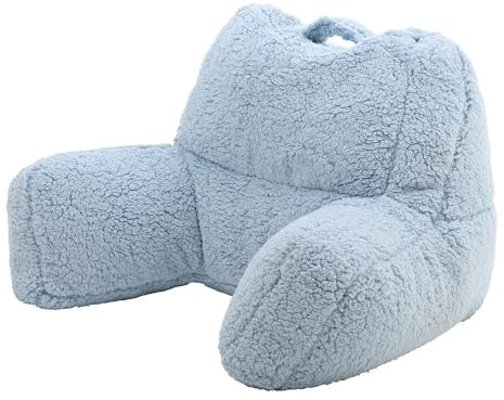 Icon Teddybär Rückenlehne Lesekissen, Hellblau, Lesekissen Flauschig mit Sitzsack Füllung, Rückenstütze mit Tragegriff