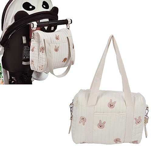 Hapivida Borsa Portaoggetti per Passeggino Borsa da Viaggio Organizer per Passeggini per Carrozzina di Grande capacità con 2 Cinghie per Passeggino per Il Cambiamentodel Pannolino(Coniglietto)