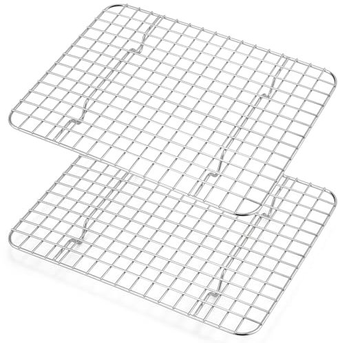 HaWare Juego de 2 rejillas de enfriamiento para tartas, de acero inoxidable, rectangulares, para hornear, enfriar, asar, asar, asar, 29,8 x 22,8 x 2 cm, apto para lavavajillas