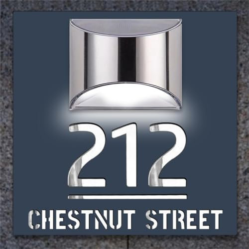 Plaques de numéros de maison personnalisés avec lumière solaire, panneau d'adresse solaire en acrylique, numéros de maison pour éclairage extérieur (carré)