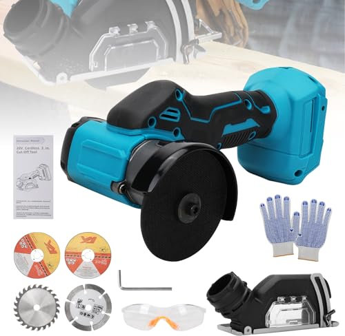 Sierra circular inalámbrica compatible con batería de litio Makita de 18 V, sin escobillas, mini sierra circular de mano de 3 pulgadas con 2 hojas de sierra (76 mm), 0-20000 rpm, para cortar madera,