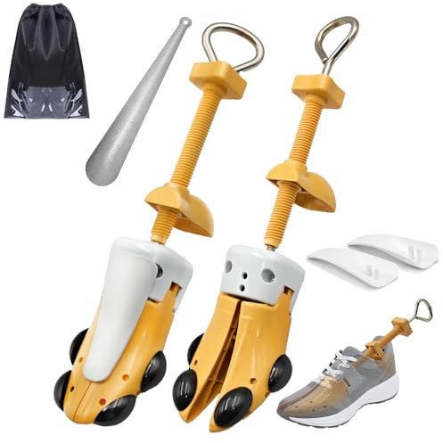 JJDPARTS Schuhspanner Herren und Damen, 4-Wege Schuhdehner, Schuhweiter für Einstellbare Länge und Breite mit Schuhlöffel (L For Men Eu 42-47 (Yellow))