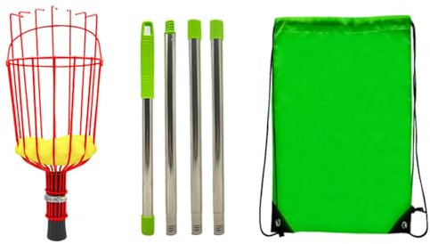 Cesta de recolección de frutas | desmontable para pera, pomelo, albaricoque, melocotón, naranja y ciru, Poste telescópico recolector de frutas con cesta,Recogedor de frutas ligero, resistente al óxido