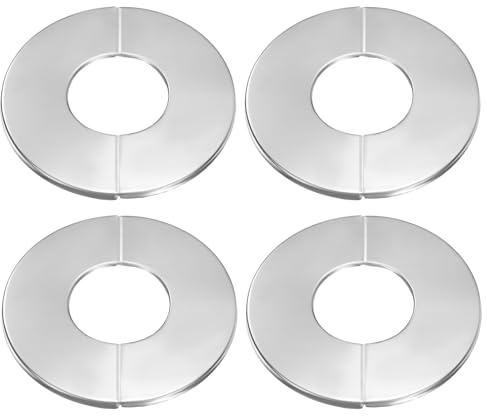 sourcing map 4pcs Wall Split Flange 1.65 (42mm) Stainless Steel Round Self-Adhesive Split Flange Pipe Cover Clip-on Escutcheon Collar for Floor Ceiling Bathroom Kitchen Toilet