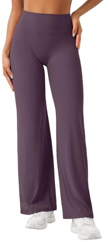 ZAAYO Leggings rectos sin costuras para mujer, cintura alta, pantalones de yoga, deporte, yoga, gimnasio, yoga, pantalones de impacto, regular/largos/extra largos, Negro Baya Púrpura, XS