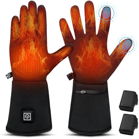 WUEAOA Gant Chauffant | Gants Chauffants Femme Homme | 3 Niveaux de Chauffe & Écran Tactile | Ultra-Fins pour Une Dextérité Maximale | Se Portent Seuls ou en sous-Gants, Unisexe, 2200mAh