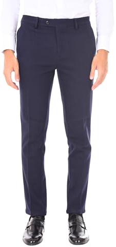 Ciabalù Pantaloni Uomo Invernale Eleganti Elasticizzati in Cotone Pantalone Classico in Piquet Regolare (IT, Testo, L, Regular, Regular, Blu)