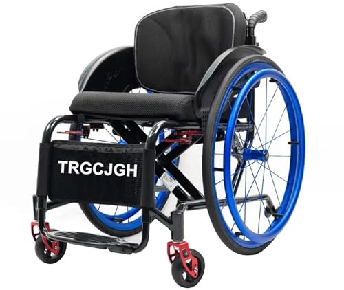 TRGCJGH Rullstol, lätt vikbar reserullstol, stol av aluminium, med bromsar, lätt, transport rullstol (blå, 40 cm/15,7 tum)