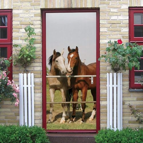 3D Adesivo per Porta Cavallo da Fattoria Adesivi Porte Interne, Adesivo per Porte Cavallo Animale Murale Carta da Parati, Autoadesivo Camera da Letto Parete Arredo Casa Poster Parati 77x200 cm w.2883