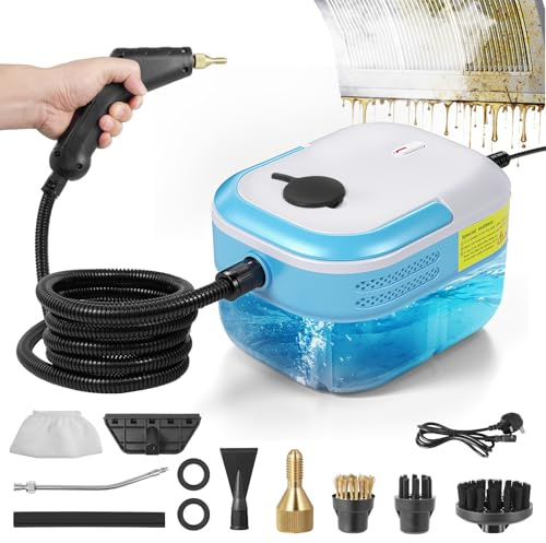 Teodute 2200W Handheld Steam Cleaner, 1.2L Tank & 4 Brush Heads, 15s Heat-Up Portable Cleaner for Home, Car, Sofa, Carpet, Kitchen, Window, Furniture, Floor & Tile