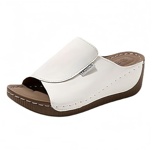Damtofflor breda H kilpantoletter slip-on sommarpantolett plattform tofflor damer sommar eleganta strandsandaler tvättbara fritidssandaler bekväma vintage pantoletter för mors dag