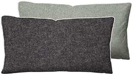 biberna Melange-Flanell Kissenbezug 40x80 cm, 100% Baumwolle, Biber, Flanell wärmend, weich & kuschelig, Reißverschluss, mit Paspel, Winter & Herbst, Uni, grau, Modell 0840500