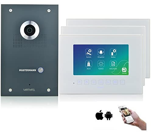MATHFEL Türklingel mit Kamera und Monitor, Video Türsprechanlage, Gegensprechanlage mit Türöffner - 7'' TFT Monitor, WLAN Schnittstelle, 170° Weitwinkel-Fischaugen-Kamera