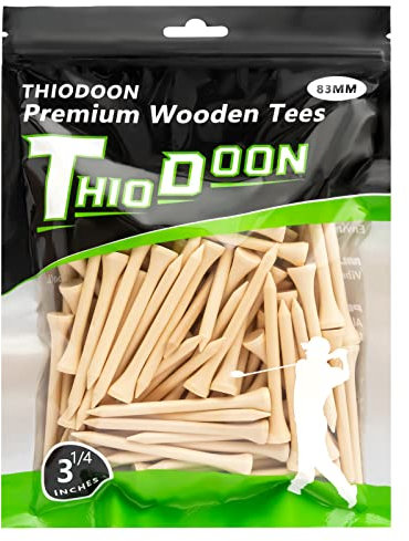 THIODOON Golf-Tees,83mm weniger Reibung, Holz-Tees, Training für Golfspieler, professionelle Golf-Tees aus Naturholz, 100 Stück Holz