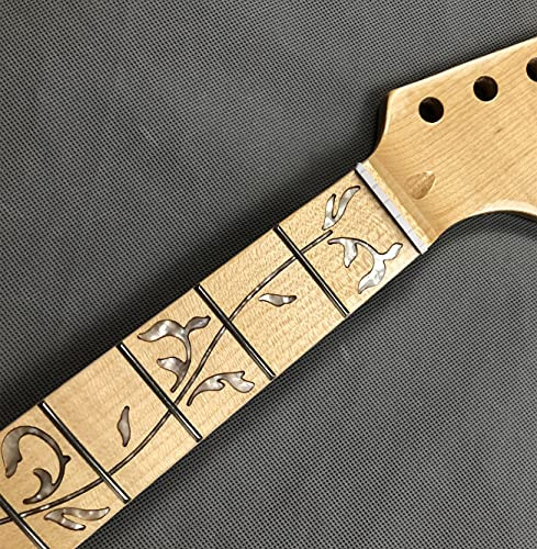 Mástil de repuesto para guitarra eléctrica, 24 trastes, 25.5 pulgadas, con incrustaciones de vid brillante