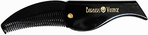Barbers Vintage Folding Comb - Deluxe Handmade Pocket Flip Comb for Men's Beard & Moustache Grooming (Small, Black)