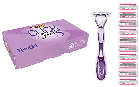BIC Click 5 Soleil, Rasierer Damen, Nassrasierer mit 10 Wechselklingen mit je 5 Klingen, mit Aloe Vera & Vitamin E, aus recyceltem Material