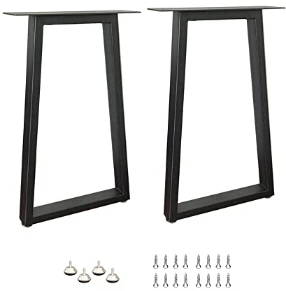 QLLY 2 PCS Heavy Duty Metal Table Legs 70cm, Industrial Trapezoid Furniture Legs with Adjustable Feet, Sturdy Desk Legs for DIY Table, Desk, Bench, Breakfast Bar, 45cm x 70cm