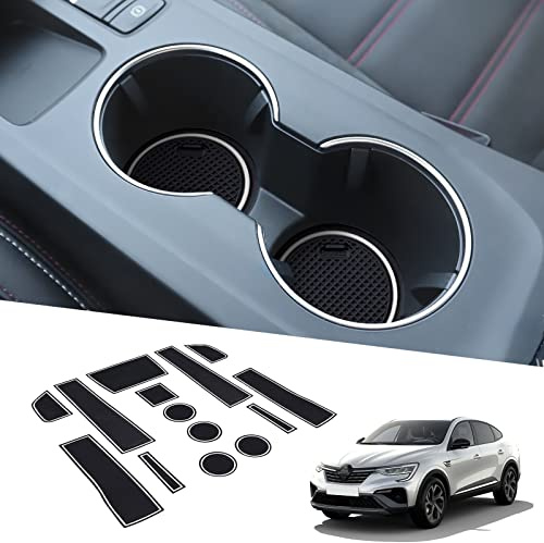 BIXUAN Arkana kompatibel mit Renault Arkana 2021 2022 2023 2024 2025 Antirutschmatten Mittelkonsole Armlehne Gummimatten Getränkehalter Matte rutschfeste Türnaht Matten Türschlitzmatte 14 Stück Weiss