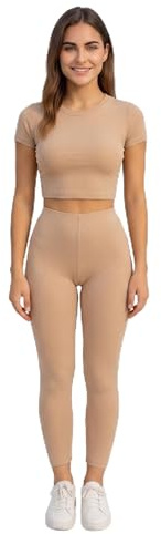 Clossy London leggings med hög midja för kvinnor, stretchiga kompressionstights yoga gymbyxor full längd bomull passform snygg och bekväm UK-storlekar 4–22