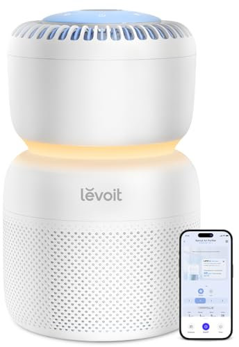 LEVOIT Air Purifier for Home Bedroom with HEPA Filter, White Noise Sound Machine and Blue Light-Safe Night Light Support Better Sleep, AHAM VERIFIDE, 5 Air Quality Monitor, Smart WiFi, Sprout