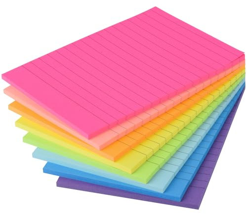 ZCZN Haftnotizen 8 Blöcke x 40 Blatt, Sticky Notes 100 x 150 mm in 8 Neonfarben