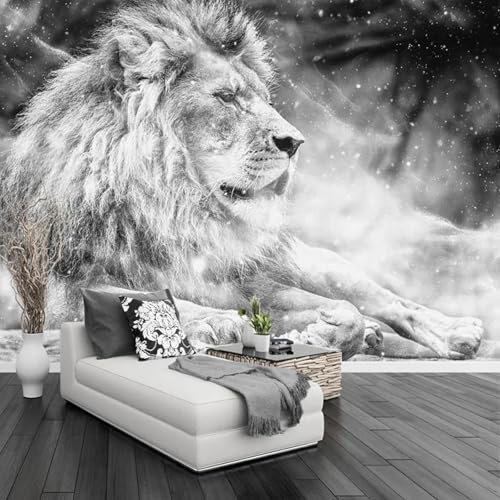 MIXUEXUNLU Mural Wallpaper 3D Black and White Lion Wall Painting Living Room TV Sofa Bedroom Home Decoration