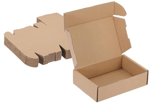 PATIKIL 25 x 18 x 6 cm små fraktlådor, 20 st korrugerad kartong presentaskar för förpackning postflyttförpackningar små företagslådor brun