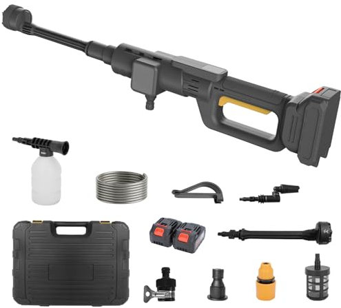 Idropulitrice a Batteria Idropulitrice Senza Fili Alta Pressione Portatile 6 in 1 da 21V 1200mAh Ricaricabile 600 PSI per Auto Giardino