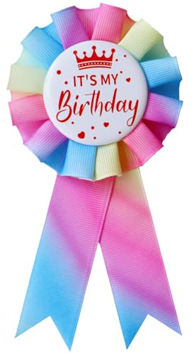 Its My Birthday Pins Happy Birthday Button Pin Satin Grosgrain Ribbon Badge Brooch Pins for Women Men