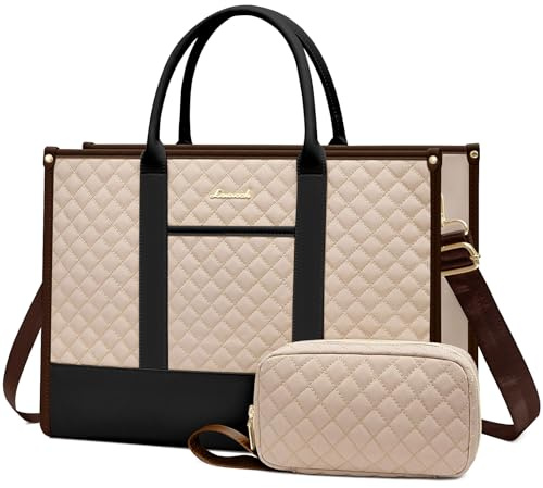 LOVEVOOK Sac pour ordinateur portable pour femme - Étanche - Grand sac d'école - Sac d'affaires - Sac professeur - En cuir - Sac fourre-tout pour le bureau et l'université, 15,6 Zoll