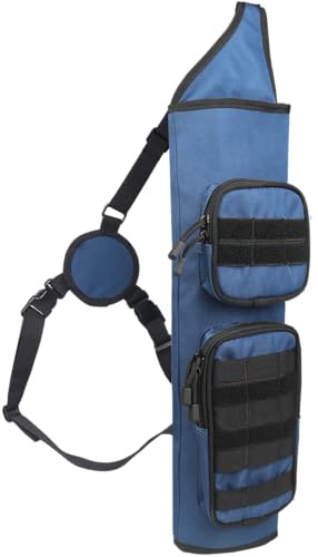 KRATARC Archery Back Arrows Quiver Bag with Molle System and Pockets for Hunting Shooting Target Practice (Dark Blue)