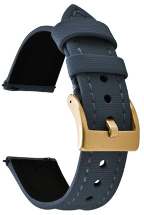 ACTINPANT Bracelet de Montre en Toile Voile 22 mm (1 pièce) for Bracelet Tissu ou Cuir, avec système Fermeture Rapide(Blue-Gold)